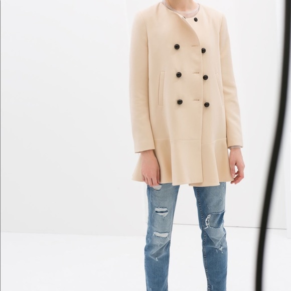 Zara Jackets & Blazers - Zara Woman Peplum Ivory Coat Size Small